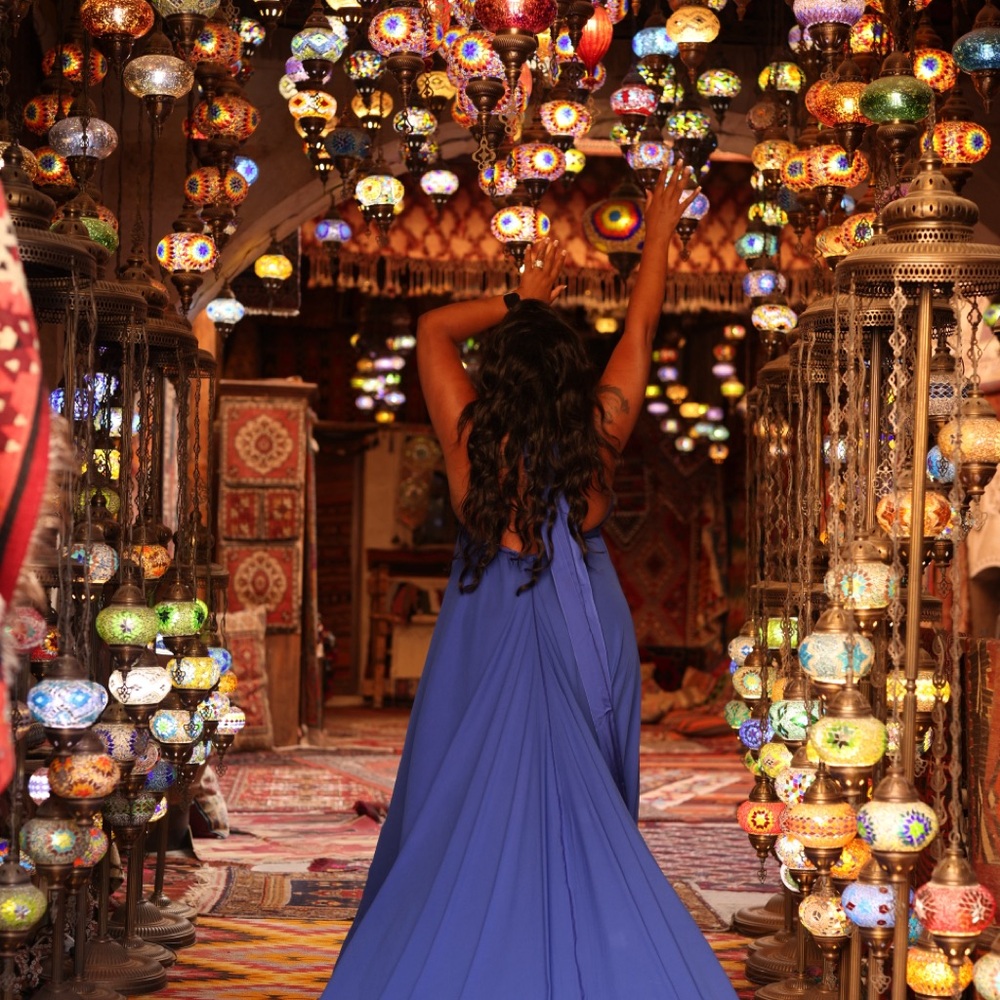 Electric blue flying dress